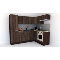 Bucatarie de Colt GENA NEW 3 DR. 160-230, Cu Corp de Cuptor, Wenge / Decor 7648